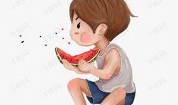 宝宝吃瓜素材抠图